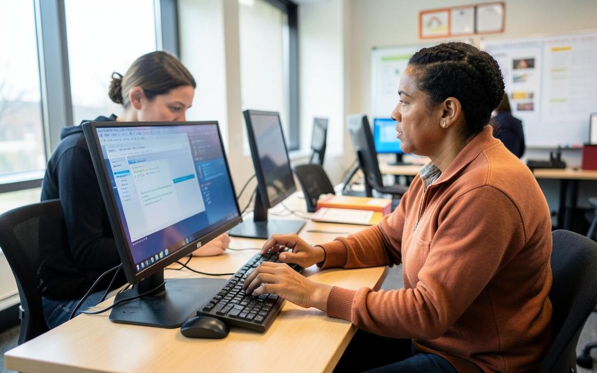 An adult learner building practical computer skills.